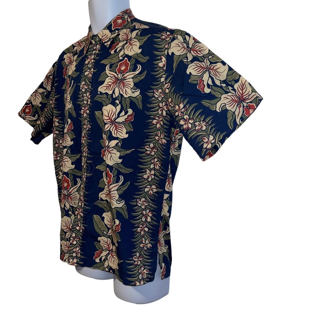 Vintage Retro Cooke Street Hawaiian Shirt Mens M Plumeria Aloha Vacation Blue - Picture 5 of 10